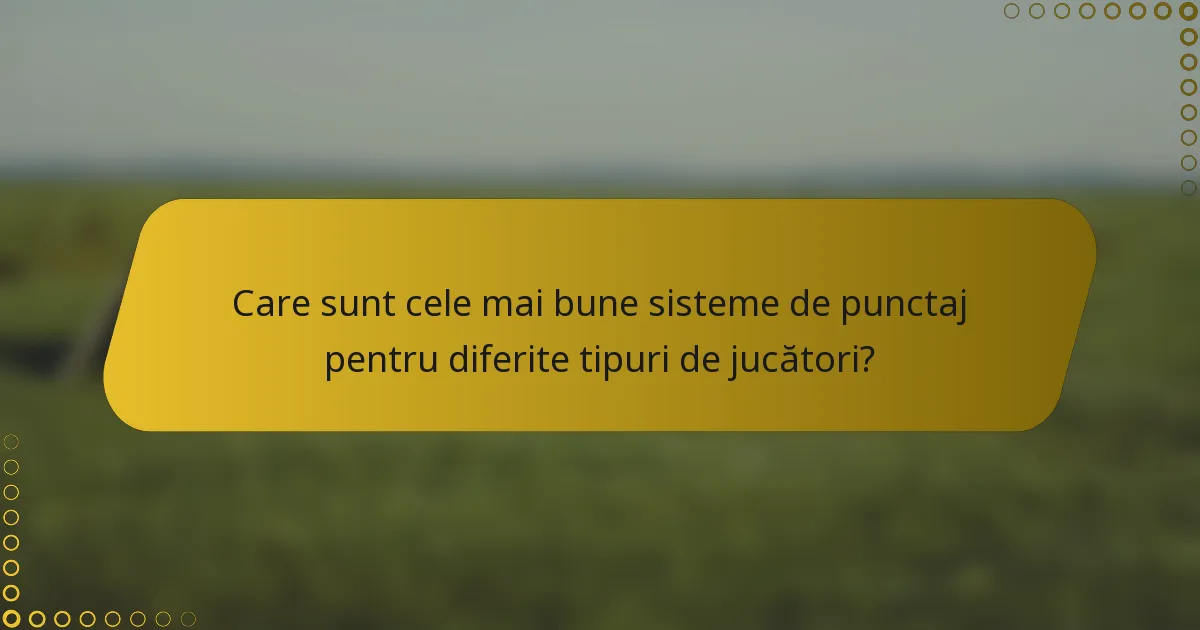 Care sunt cele mai bune sisteme de punctaj pentru diferite tipuri de jucători?