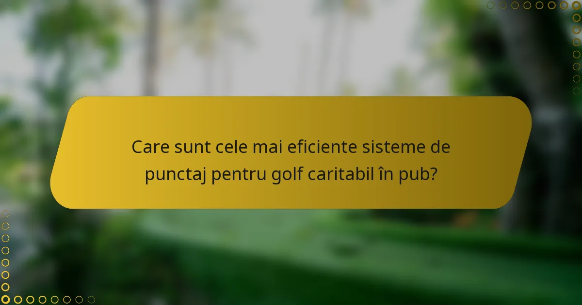 Care sunt cele mai eficiente sisteme de punctaj pentru golf caritabil în pub?