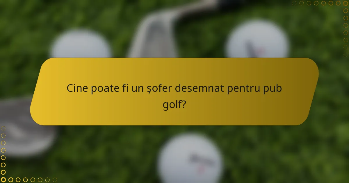 Cine poate fi un șofer desemnat pentru pub golf?