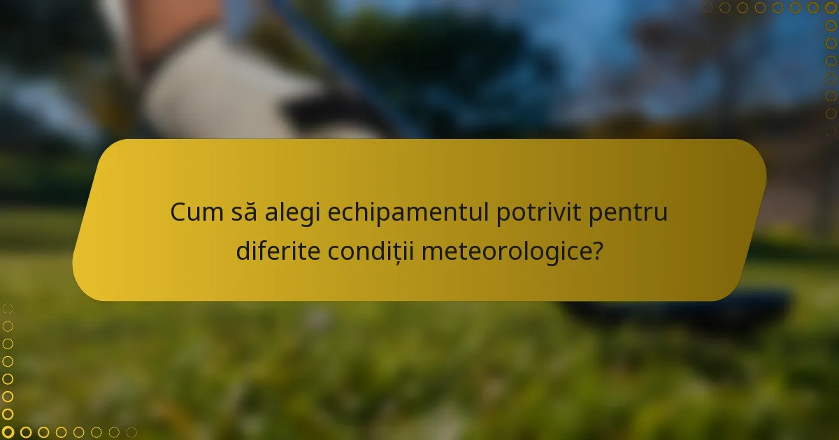 Cum să alegi echipamentul potrivit pentru diferite condiții meteorologice?